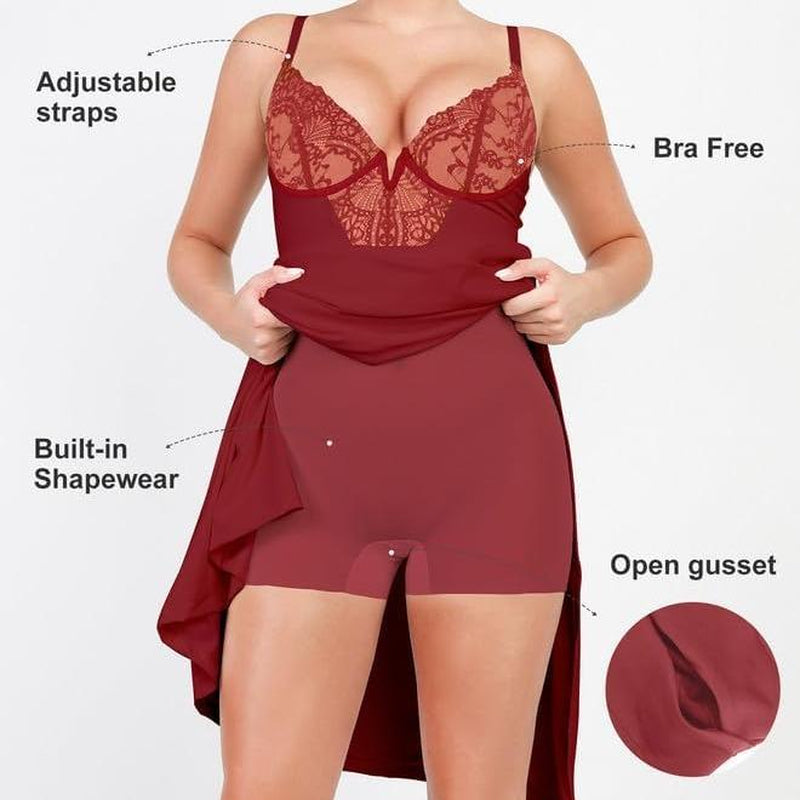 Popilush Lace Built-In Shapewear Set Deep V-Neck Maxi Dress or Wide Leg Jumpsuit Tummy Control Cocktail Party#Tiktokshopbacktoschool